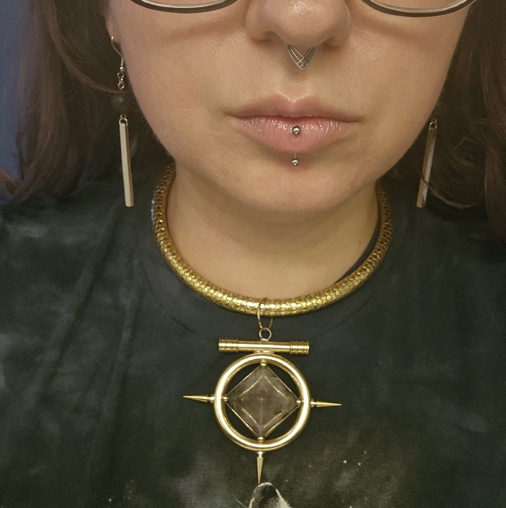 Spiked Fluorite Pendant Collar Necklace